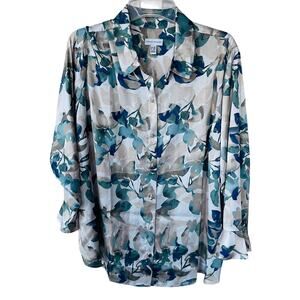 Susan Graver Size 2X/P Abstract print blouse satin like